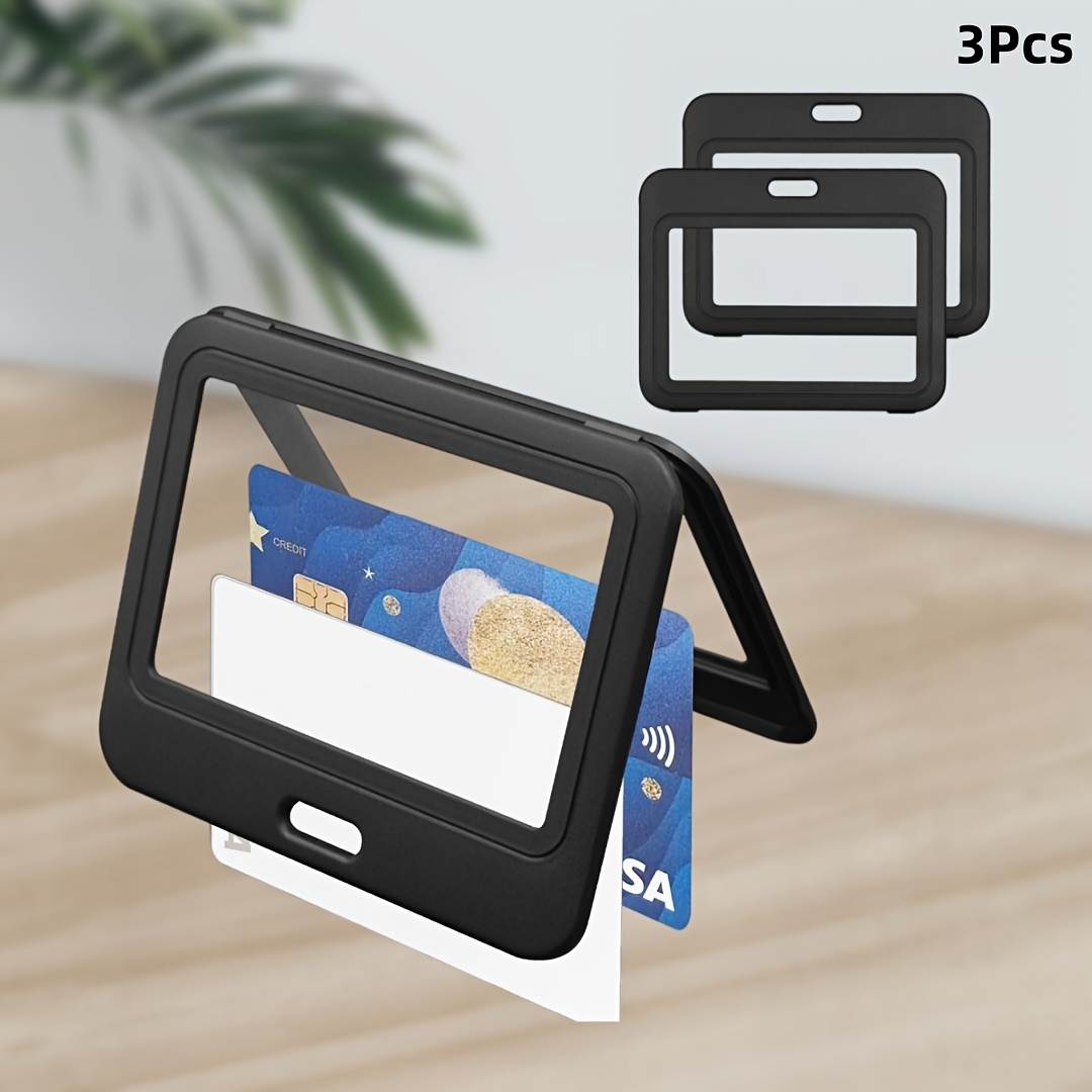 TEMU Étui de 2D 3 pièces (3pcs) en plastique dur pour carte d'identité avec couvercle rabattable et trou de suspension - Étui à fenêtre adapté pour