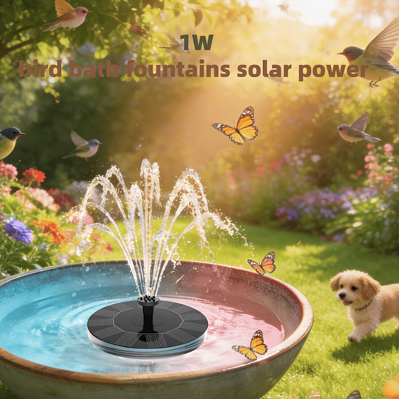 E-shop 1W~3,5W IPX8 Solarbrunnen, Solarbrunnen für Vogelbad, Solar-Wasserspiel, Wasserbrunnen, solarbetriebener Wasserbrunnen, unabhängige tragbare
