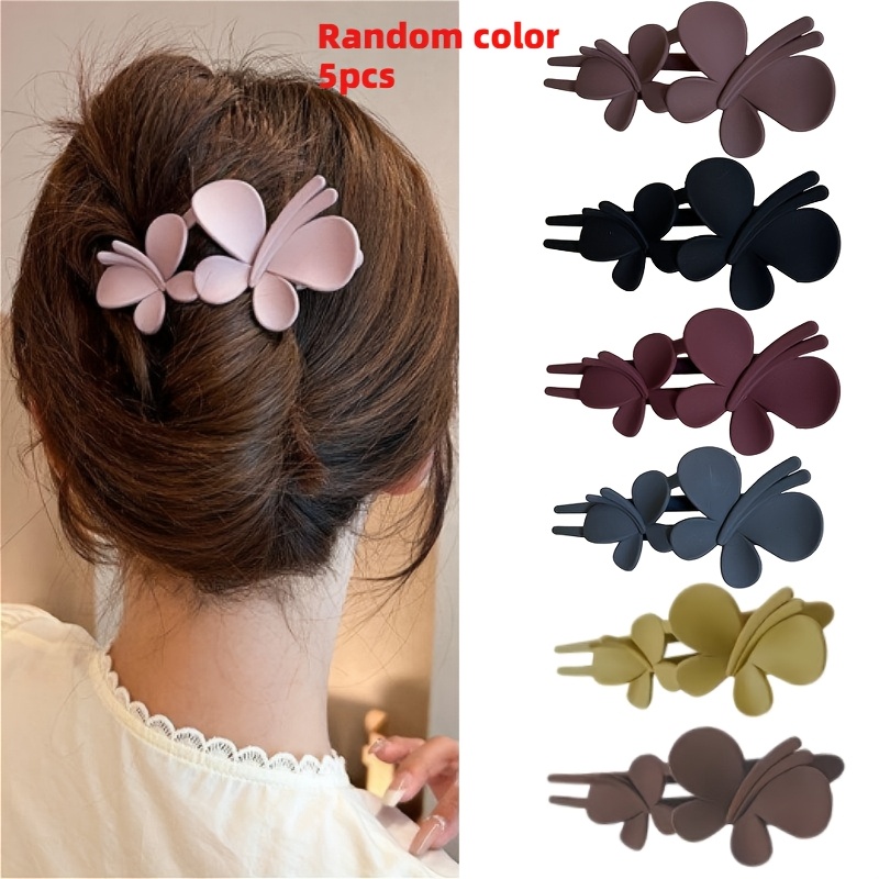 TEMU Lot de 5 pinces à cheveux de bec de canard, grandes, , , couleur aléatoire, épaissies et durables, prise forte -glissement, adaptées aux cheveux
