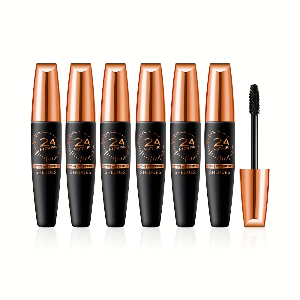 6pcs 7d Waterproof Mascara Set, 24-hour Long-lasting Hold, Lengthening And Volumizing, Suitable For Types, Black, Quick-drying, Wholesale Mascara, Holiday Gift