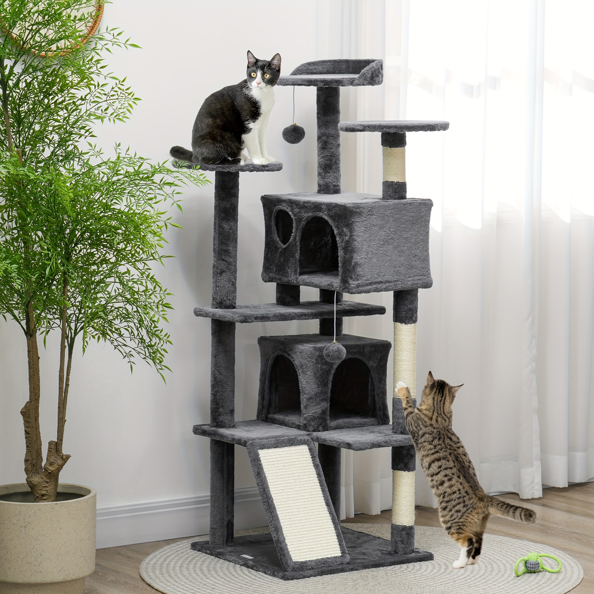 TEMU Pawhut 54" Cat , Cat For Indoor Scratching Posts, Cat Condos, Bed, Platforms, , Toy , Cat ,