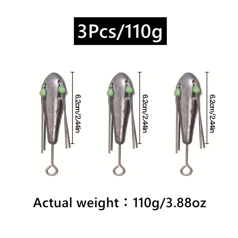Image of 3pcs Lead Sinker With Loop, Lead Sinker, Anti Hook Design, Lead Sinker For Surfing, 4 Stainless Steel Legs, Accessories For Freshwater And Saltwater Fishing Gear And Fishing Gear