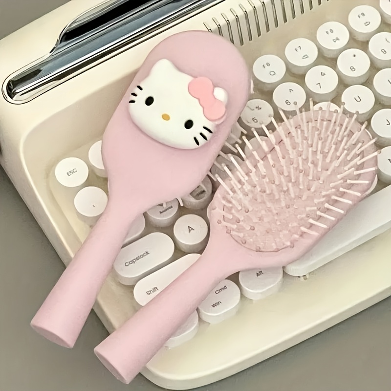 

Kitty Detangling Hairbrush - Portable Cushion Paddle With Massage Comb, Sanrio Licensed Design For Girls