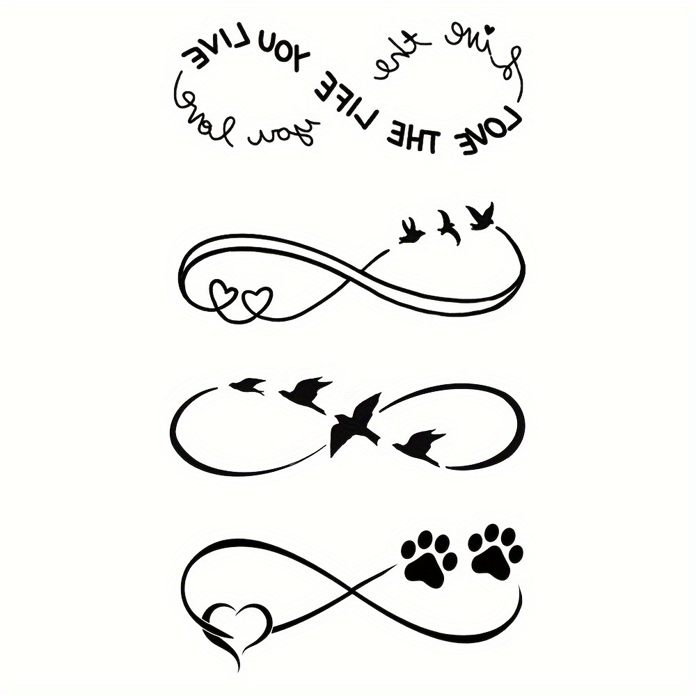 Waterproof Temporary Tattoo Sticker Black Ring Heart Footprint Bird Letters Totem Body Art Arm Fake Tattoos For Women Men Hand Wrist Neck
