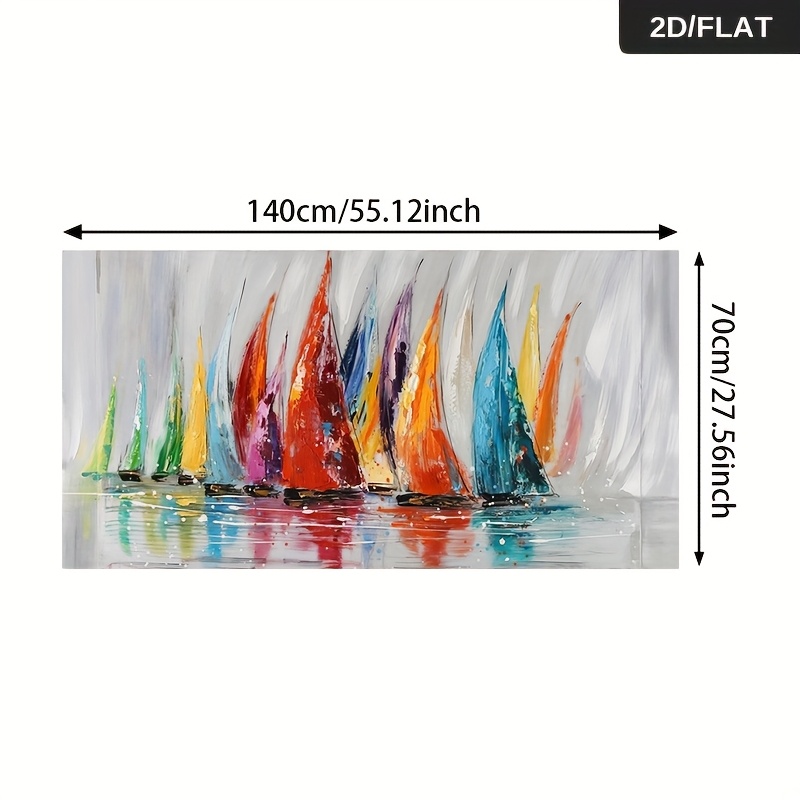 TEMU 2D Piatto 1pz 27,56*55,12 pollici/70cm*140cm Stampa Astratta Senza Cornice Barca a Vela Tela per Soggiorno Poster Grande Dimensione Decorazione