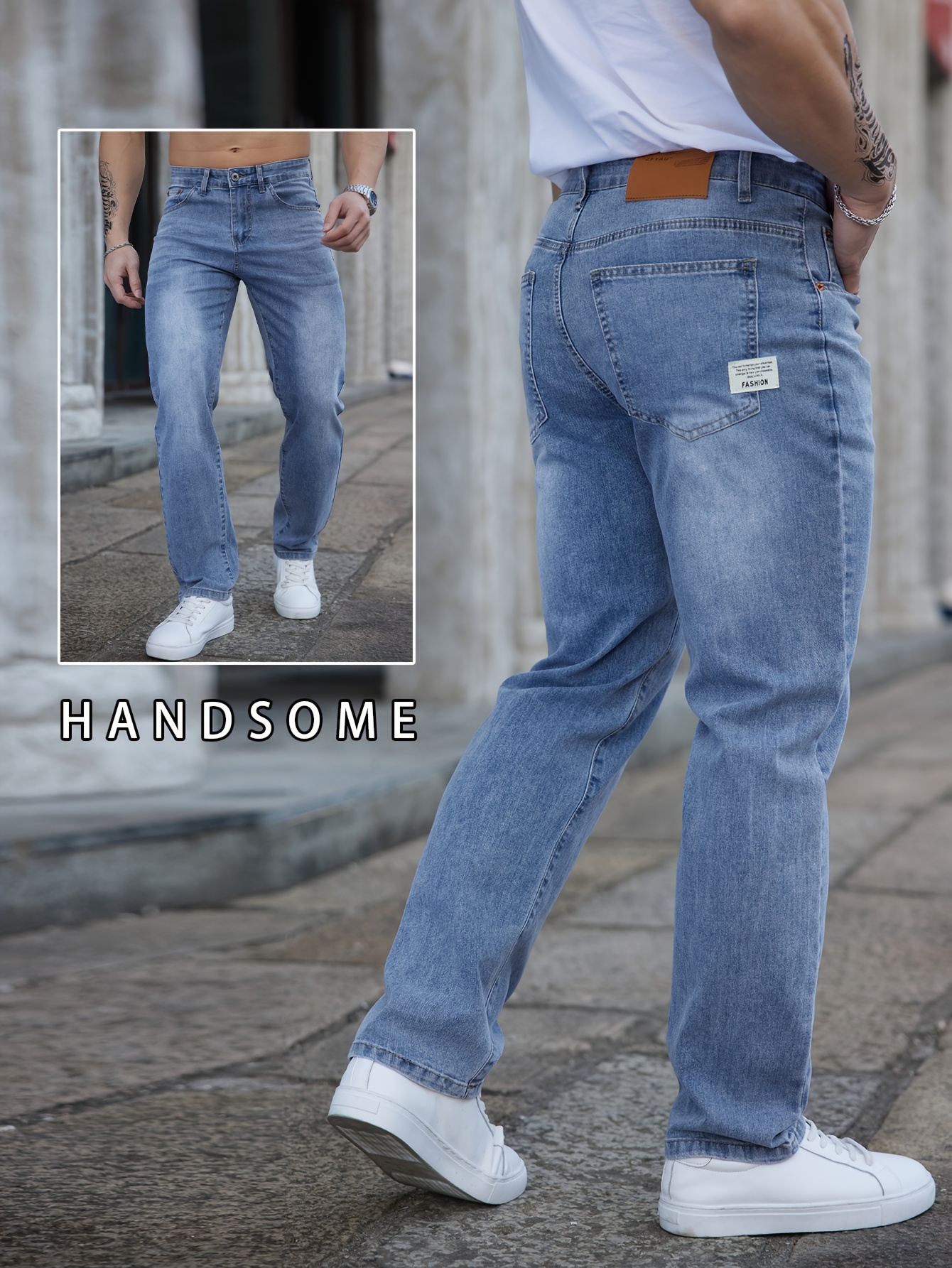 jeans de hombre 2025  /verano  ,    , desgastados, bordados, ajustados, versátiles, modernos y elásticos
