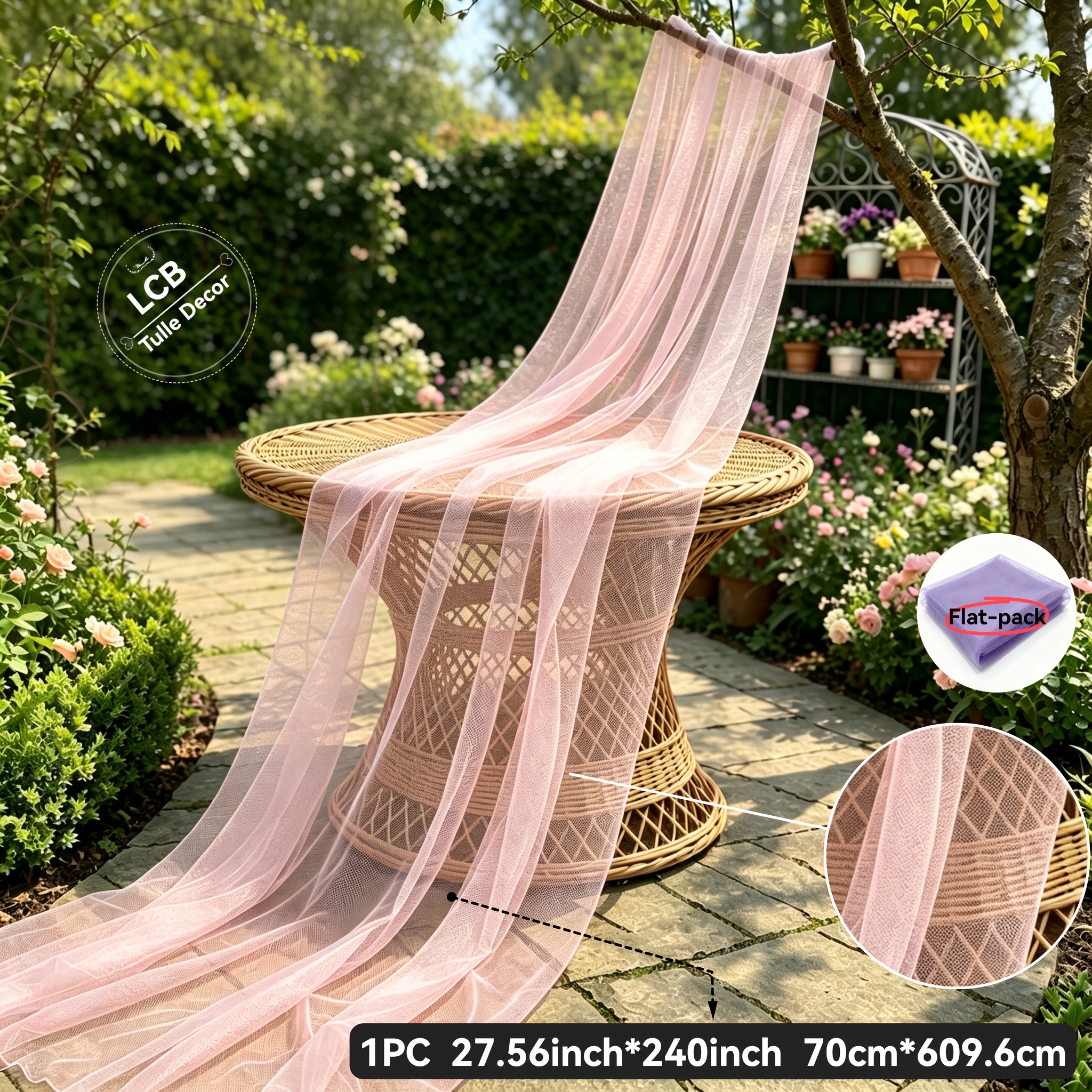 TEMU 1 rollo de tul de malla de calidad, multicolor, delicado, , transpirable, esponjoso y duradero, drapeado , de capas, tul decorativo, decoración