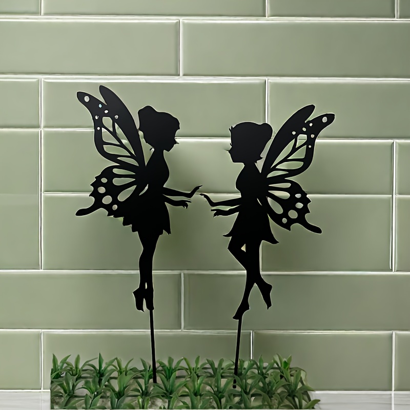 

2pcs Fairy Silhouette Garden Sign With Stakes, Ground Insert Garden Decor, Outdoor Home Decor, Insert Decoration For Home Garden Patio, Fence Yard Lawn Art Decor, Spring Decoration