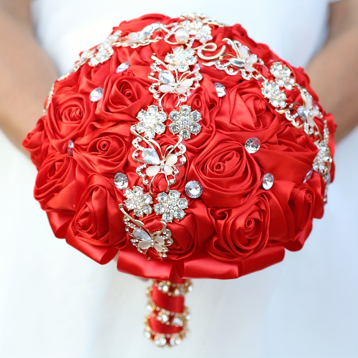   to'y buketi kristal aksessuarlar bilan to'liq qo'l gulchambar to'y marosimi bezak tafsilotlari 3