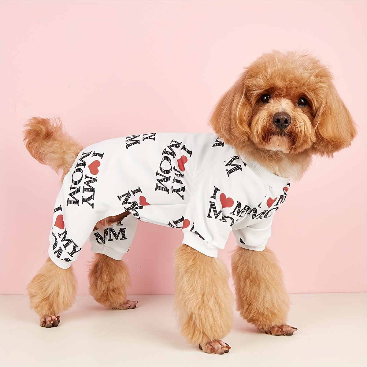 

Pet Clothes Dog Heart Jumpsuit I Love Mom Pajama Clothes For Cat Apparel Costume Pjs For Daily