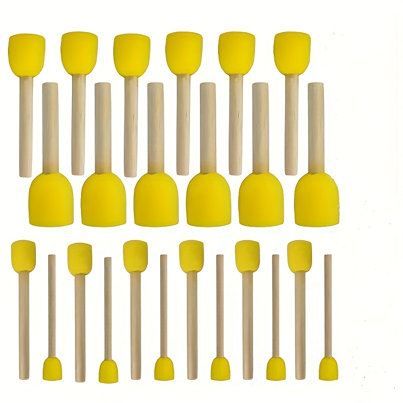 24pcs Yellow Sponge Paint Brushes For Graffiti, Painting, And Art Projects - Round Mushroom Heads, Durable Rubber