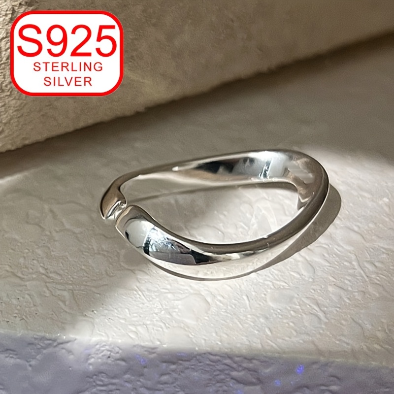 925 Sterling Silver V Shape Band Ring - Versatile Daily Wear