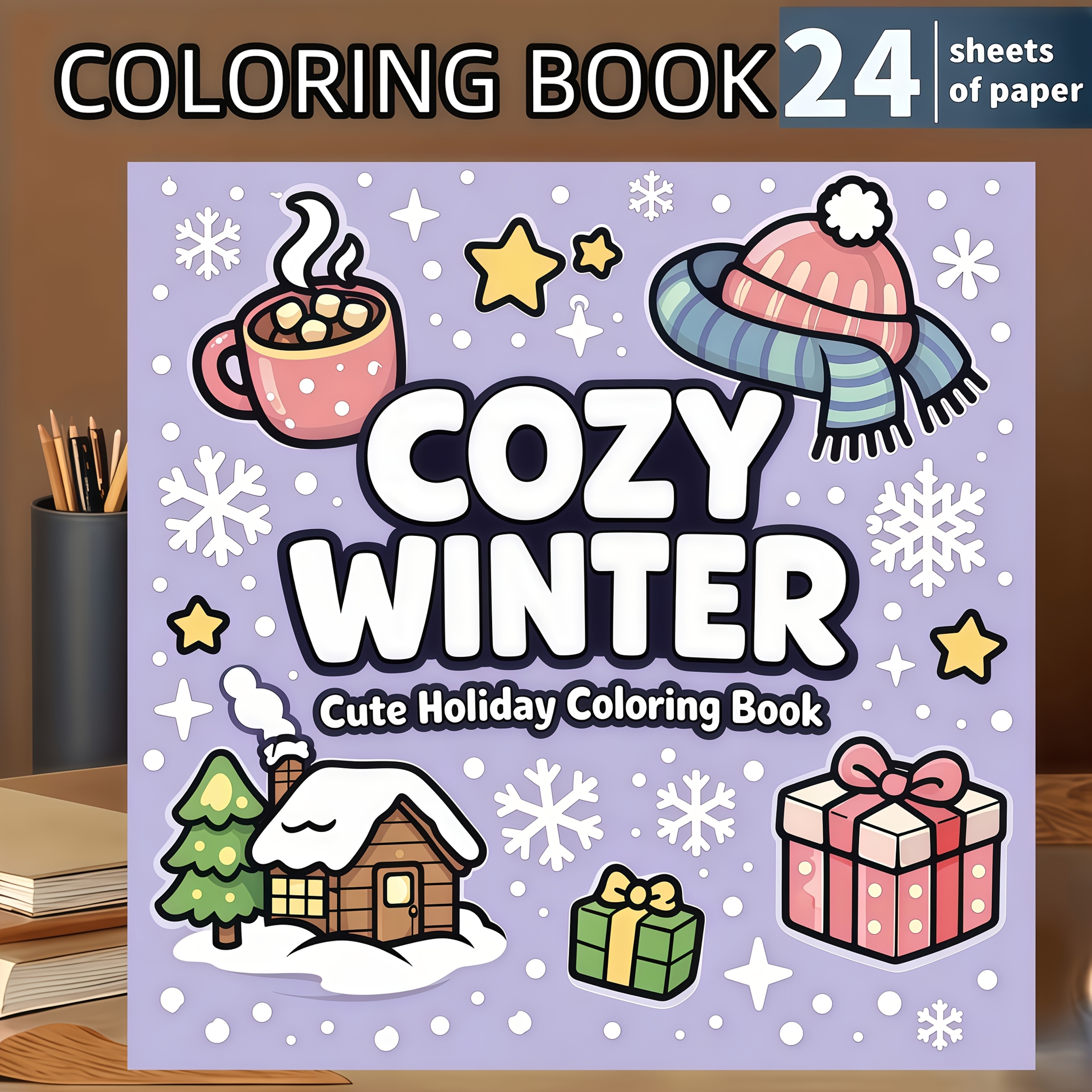 TEMU A Winter Coloring Book With 24 Single-sided Pages, Designed To Capture The Warmth And Of Winter. Mindful Coloring, Relax, And Quiet Winter