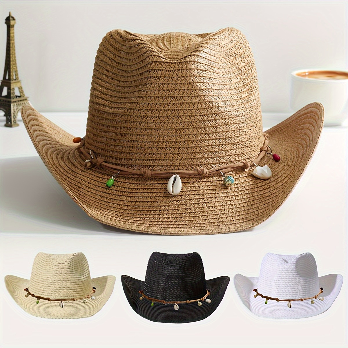 Straw Cowboy Beach Hat - Temu