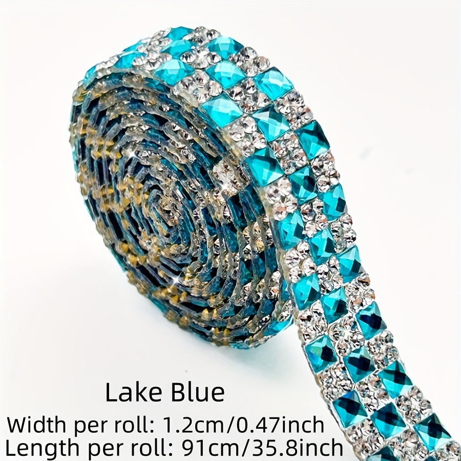 Image of Self Adhesive Rhinestone Trim 1.2cm X 91cm, Iron On Rhinestone For Sewing Fabric, Glitter Applique Patch For Diy Craft, Party Wedding Dress Decoration, Cellphone Laptop Bag Shoes Car Accessories