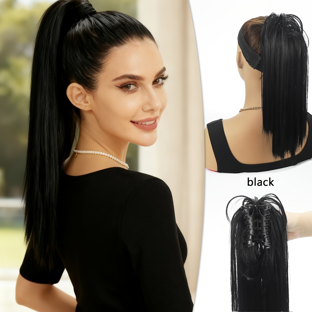 TEMU This 16-inch Hair Clip Bun Accessory Features A Secure , And Flowing Waterfall Ponytail. It Adds Length And Texture, Suitable For Casual Attire,