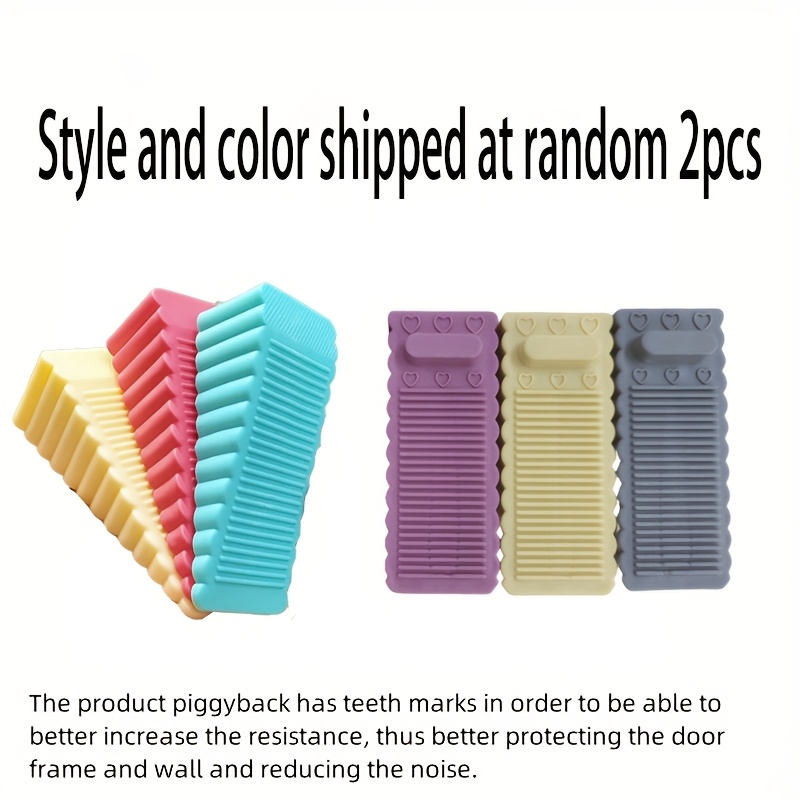TEMU 2pcs Windproof , No Punch Creative Silicone , Door Wedge Anti Pinch Door Card, Random Color