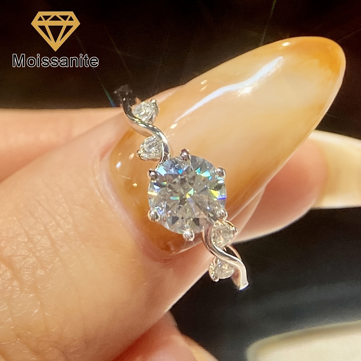Women's 1ct Moissanite Luxury Promise Wedding Engagement Ring