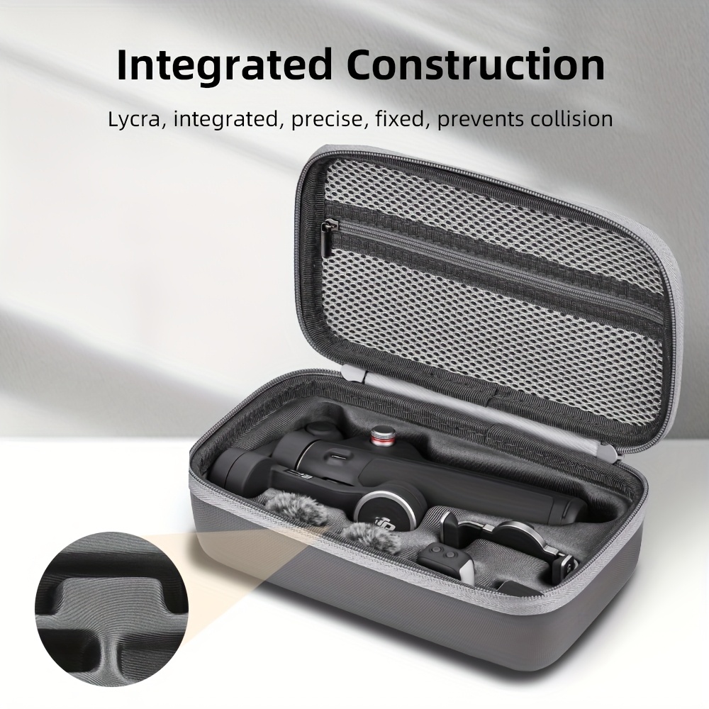 mobile 7 7p portable storage bag lightweight pu carrying case for gimbal accessories sd cards gray details 2