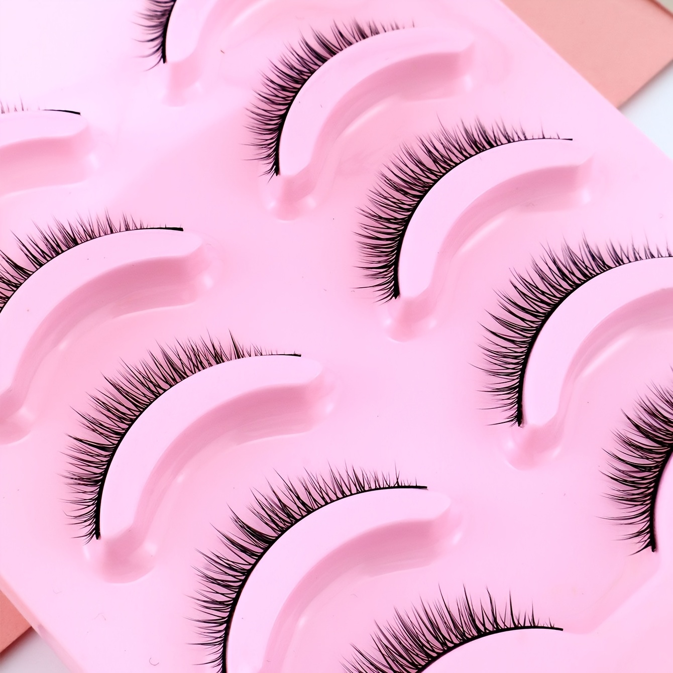 5 Pairs Of One-piece Natural Short False Eyelashes – Thick, Realistic, Stiff-support For Double Eyelids, Cosplay-friendly, Easy To Apply For Beginners