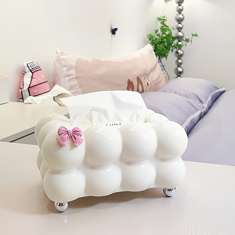 Couvercle De Boîte à Mouchoirs Livelab - Base Et Housse Décorative Blanche Moderne Pour Salle De Bain, Bureau Ou Salon