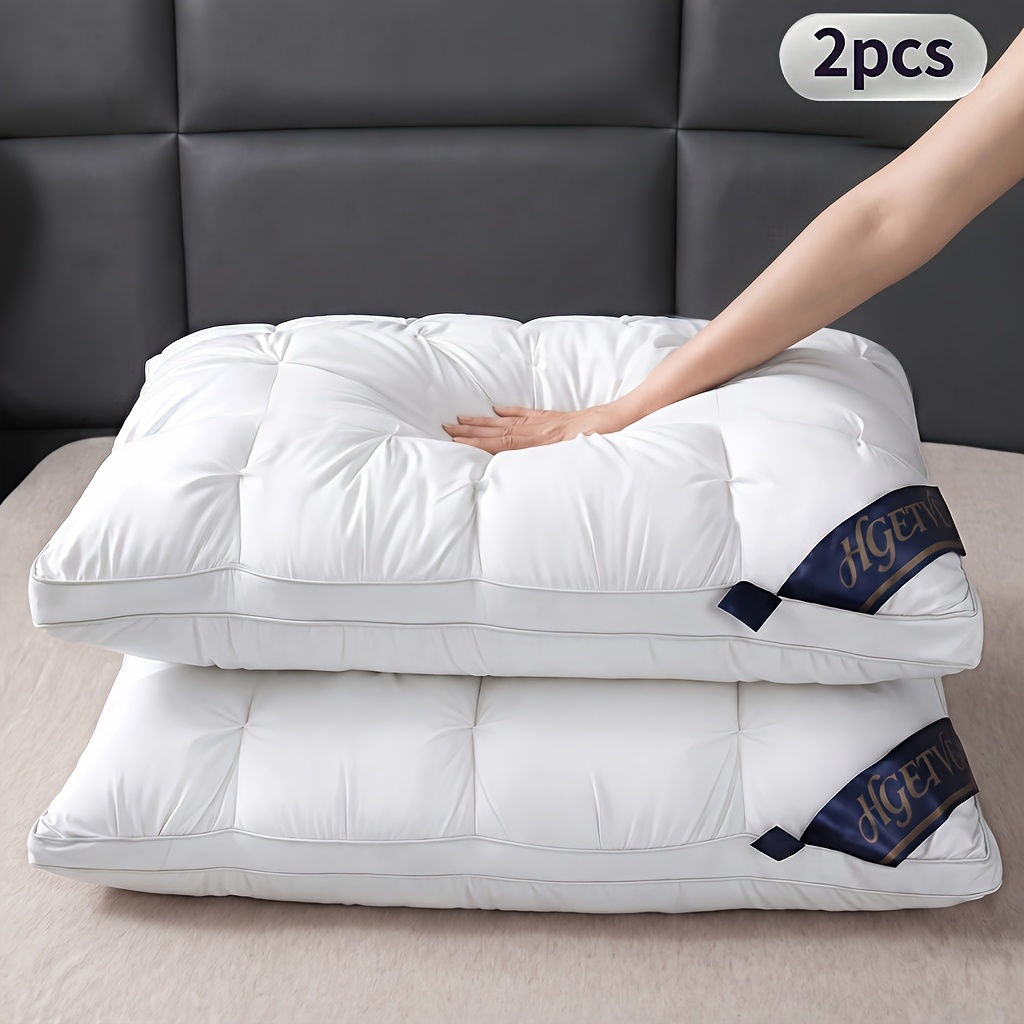 Image of 2pcs Pleated Minimalist Pillow, Breathable Skin-friendly Fabric, Soft Support For Head, Use, Multiple Sizes And Colors , Suitable For Queen/king Size Beds