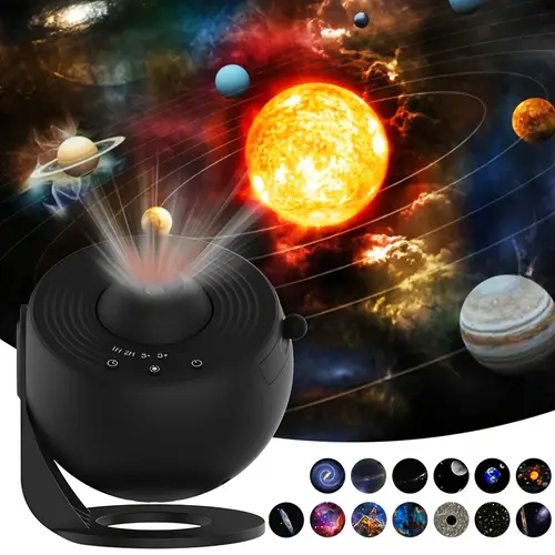 1pc black projection lamp 13 film pieces hd starry sky lamp bedroom full of timed rotation for christmas gifts