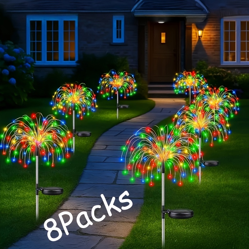 Temu – TEMU 4/6/8 Outdoor Solar Fireworks Lights, , 8 Lighting – Ip65, Suitable For Outdoor Garden Lighting, Courtyard Lighting, Christmas Wedding Party