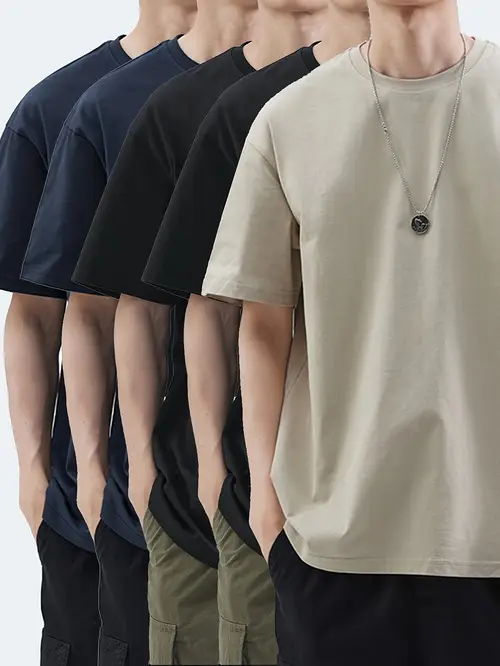 5 packs 100 cotton t shirt casual round neck short sleeved t shirt color t shirt combination set mens and womens holiday t shirt gifts