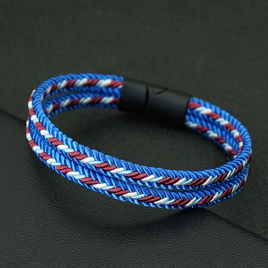 Double-layer Rope Woven Bangle Bangle Bracelet Hand Rope Men's Magnetic Clasp Bangle Bangle Bracelet Jewelry