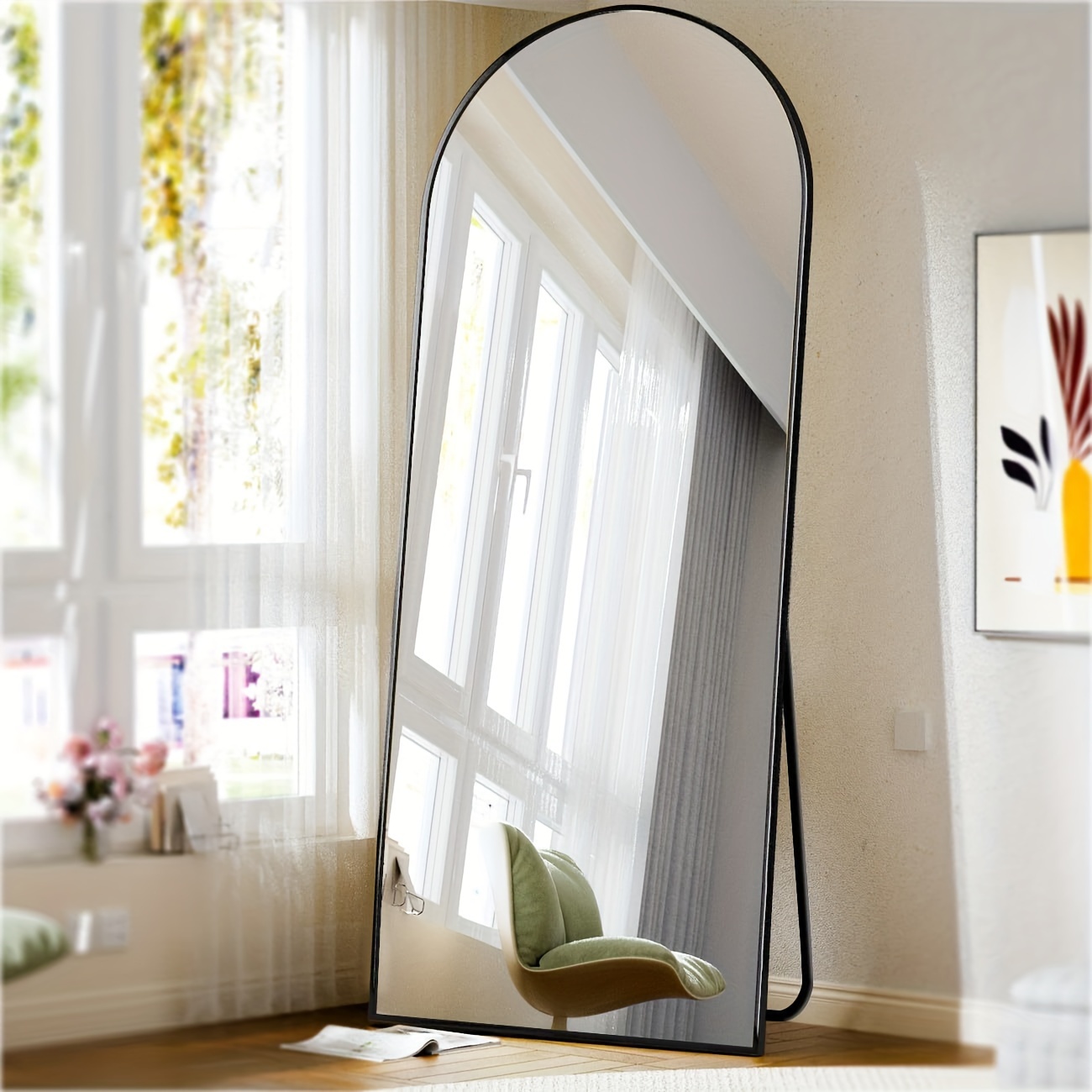 

71"x 26" Arch Full Length Mirror, Wall Mirror Floor Mirror With Stand Hanging Or Leaning, Aluminum Alloy Frame Full Body Mirror For Bedroom, Dressing Room