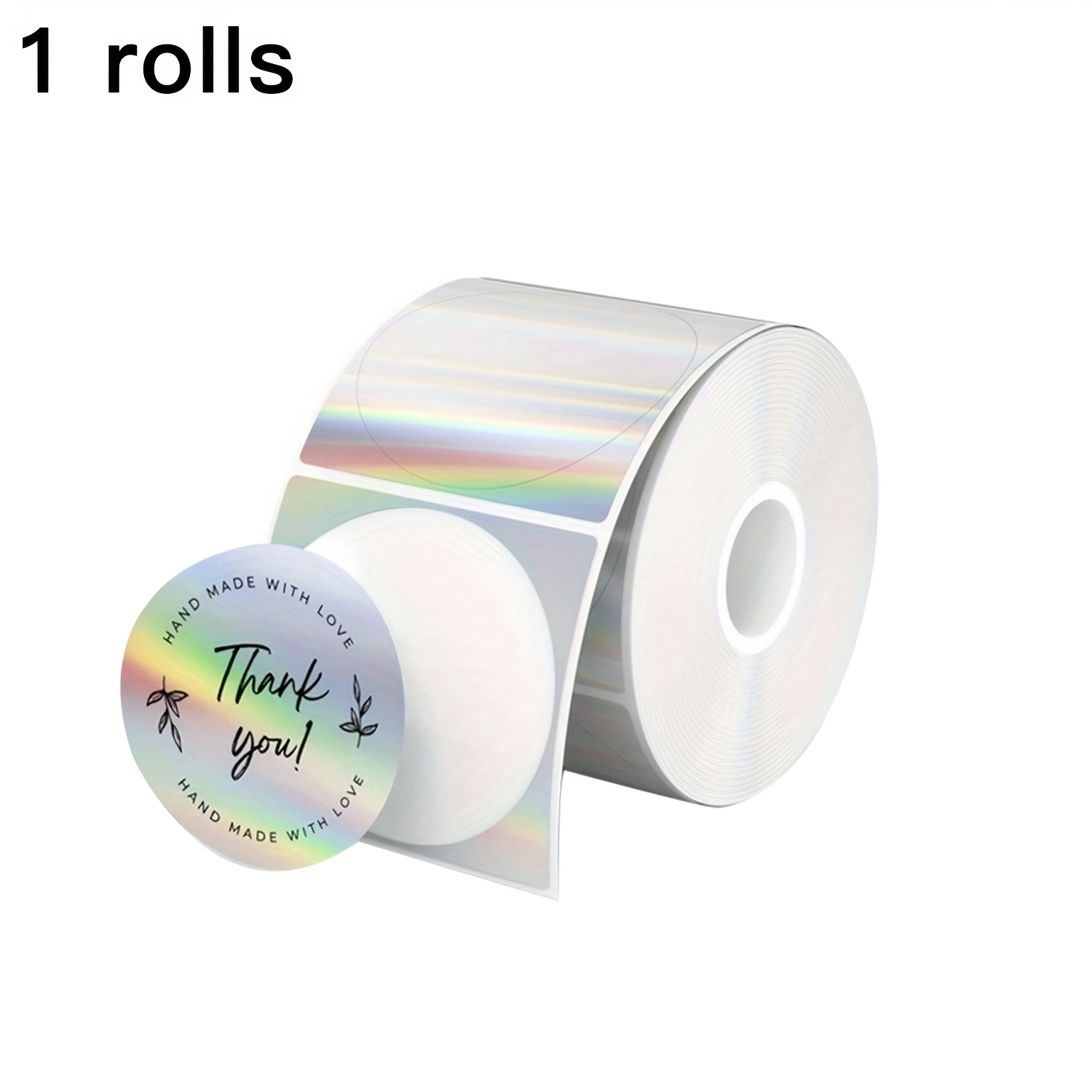 TEMU Round Hologram Thermal Label Sticker, Glitter Self-adhesive Label Paper 50 X 50mm Printable/ Name/ Label/ Logo, Compatible With P50/ M110 M221