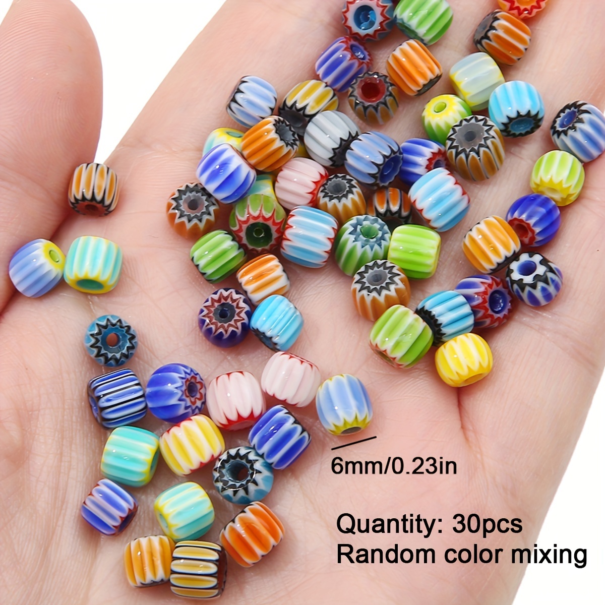 6/8mm Random Color Mixing Colorful Glass Flower Cylindrical Stone Beads For Bracelet Necklace Making Jewelry Additions