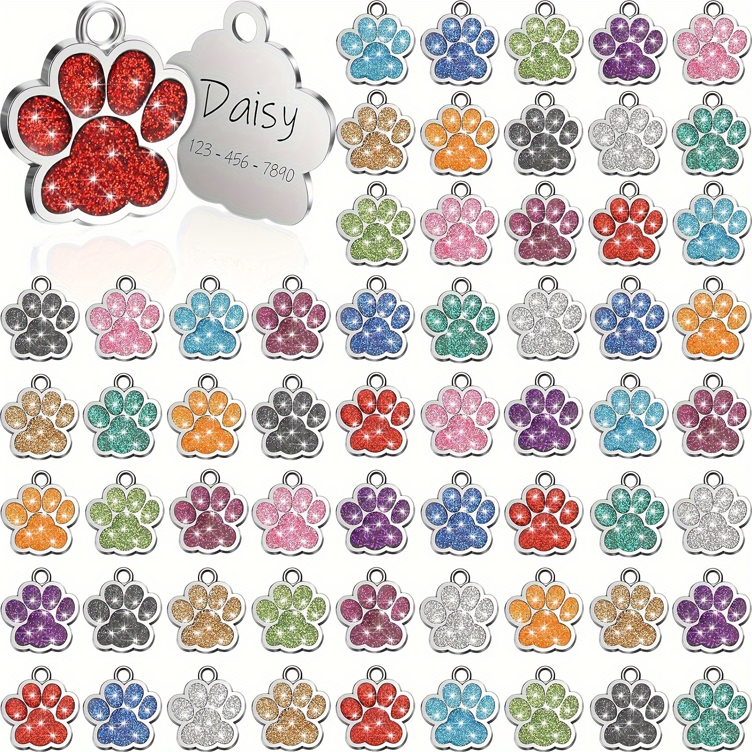 

Mixed Glitter Carvable Dog Tag 24pcs Set Pet Id Tag, Glitter Paw Bling, Cat Id Tag, Dog Id Tag For Engraved, Dog Name Tag, Cat Name Tag, Dog Tags, Cat Tags, 12pcs Blank Pet Tag With 12pcs Rings