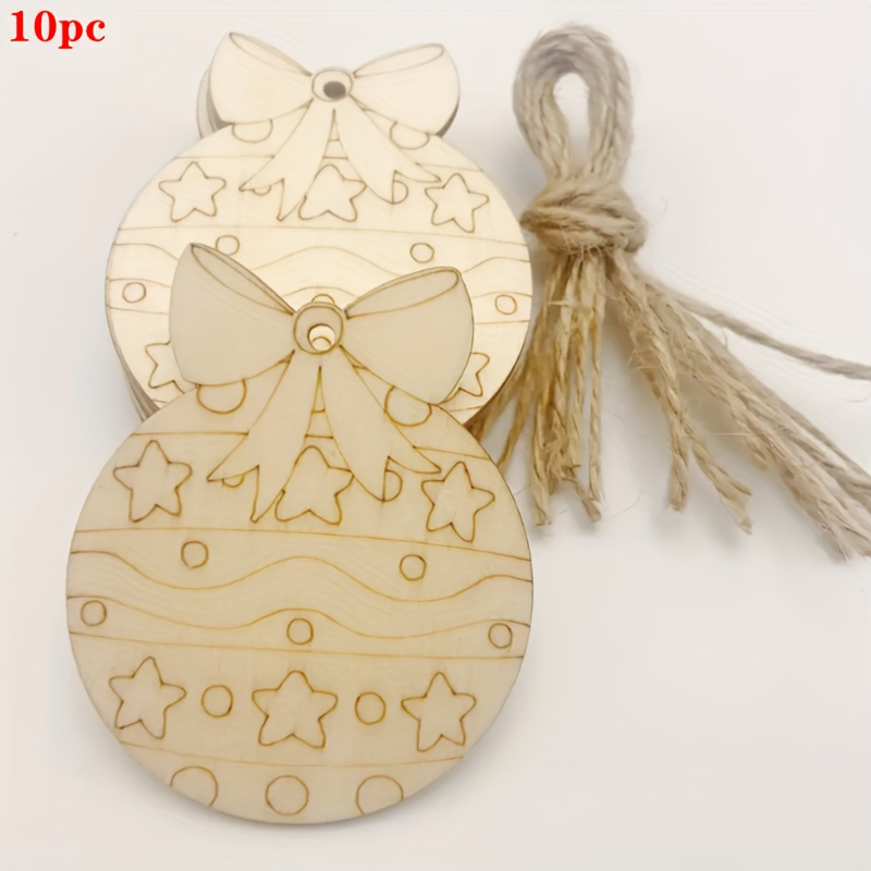 

10pcs Wooden Christmas Decoration Wood Diy Painting Crafts, Wooden Hanging Ornaments Pendants Decorations, Birthday Decorations