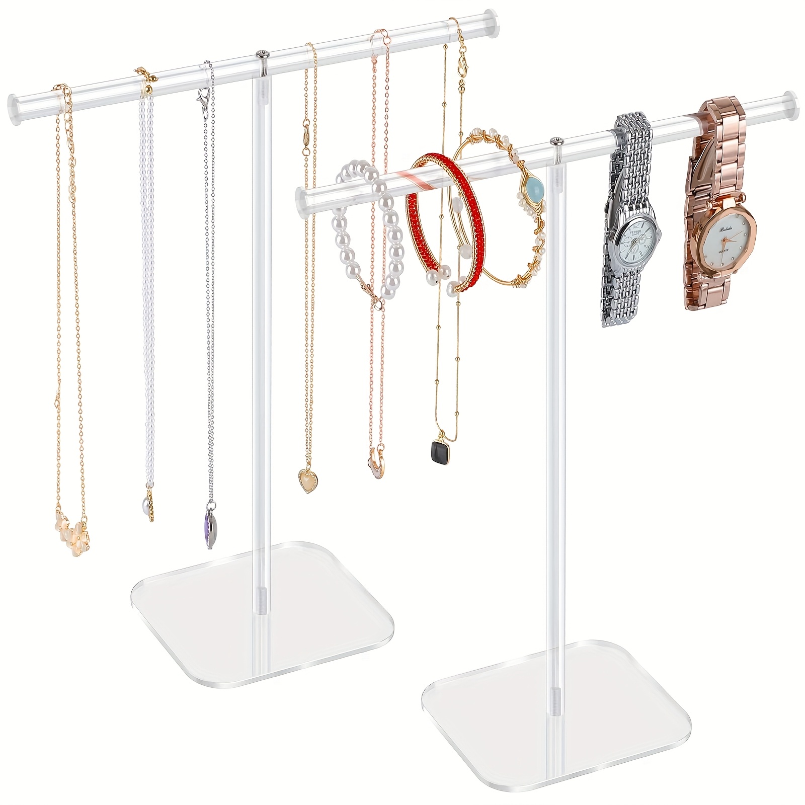 

1pc/2pcs Clear Acrylic Jewelry Organizer Stand, Multi-level Plastic Holder For Bracelets, Rings, Earrings, Watches, Necklaces - Ideal For Valentine's Day, Day, Christmas, Halloween Display & Storage