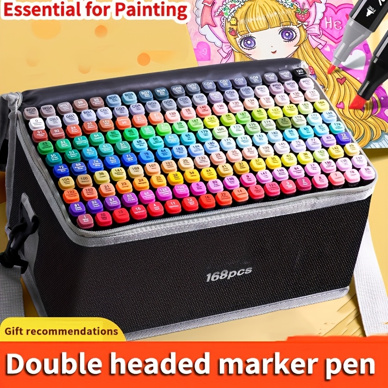 

168/120/80/60/12 Colors Marker, Marker Double Tip Art Marker For Drawing Coloring Marker Card Making, Beginner , Beginner, , Quick Drying Ink And Portable Case