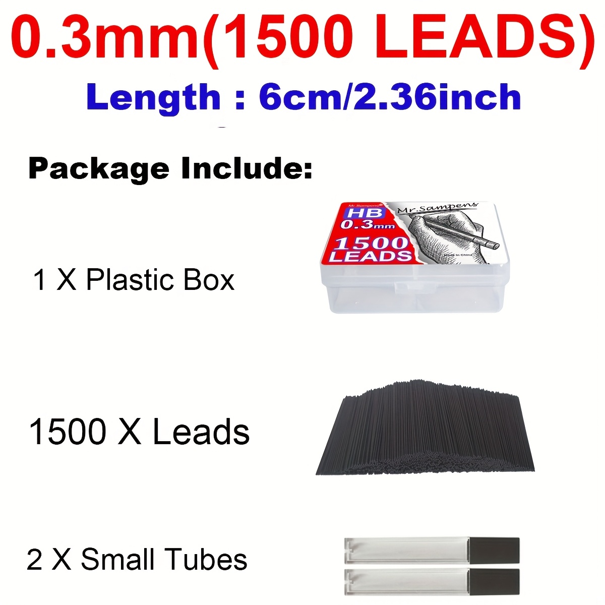 TEMU 1500pcs de 0.3Mm 0.3 HB de crayons automatiques pour crayons mécaniques .