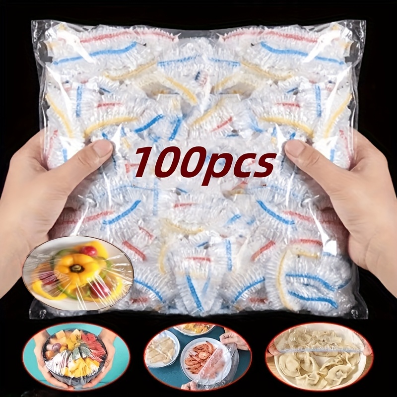Ekstra Liela Pārtikas Plastmasas Svaiguma Plēve - 100 gab., 38,0x38,0 cm Atkārtoti Lietojams Elastīgs Trauka Vāciņš Pārtikas Uzglabāšanai un Ēdiena Sagatavošanai