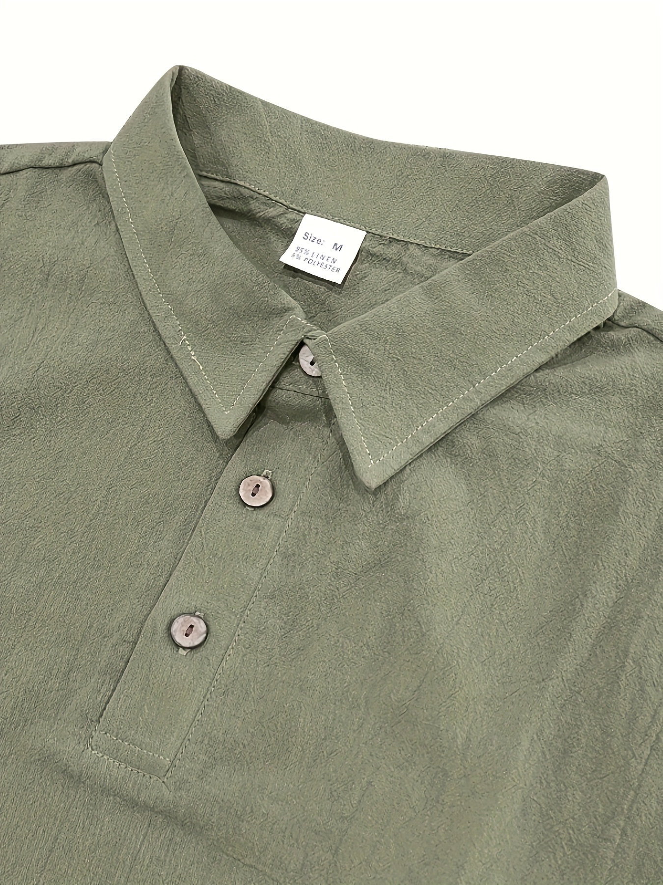 Men's Linen Short Sleeve Shorts Set, Summer Outdoor Sports Casual Breathable Short Sleeve Shirt with Shorts