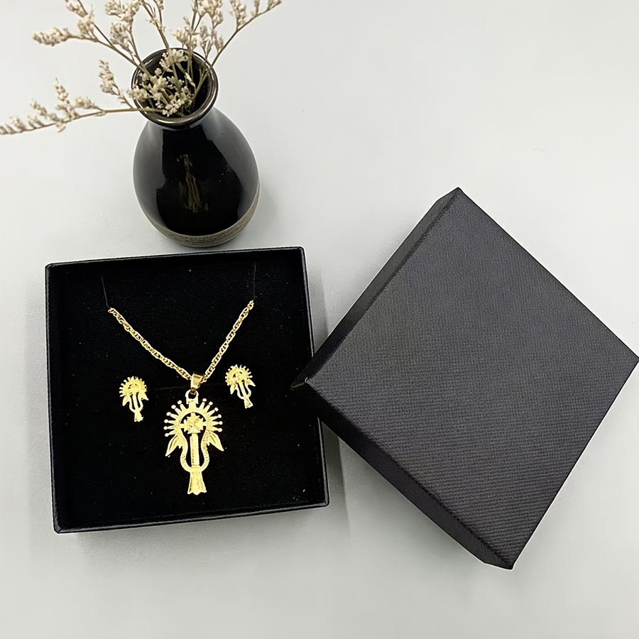 TEMU Set da 12 pezzi collana, anello e orecchini con scatola regalo e confezione decorativa
