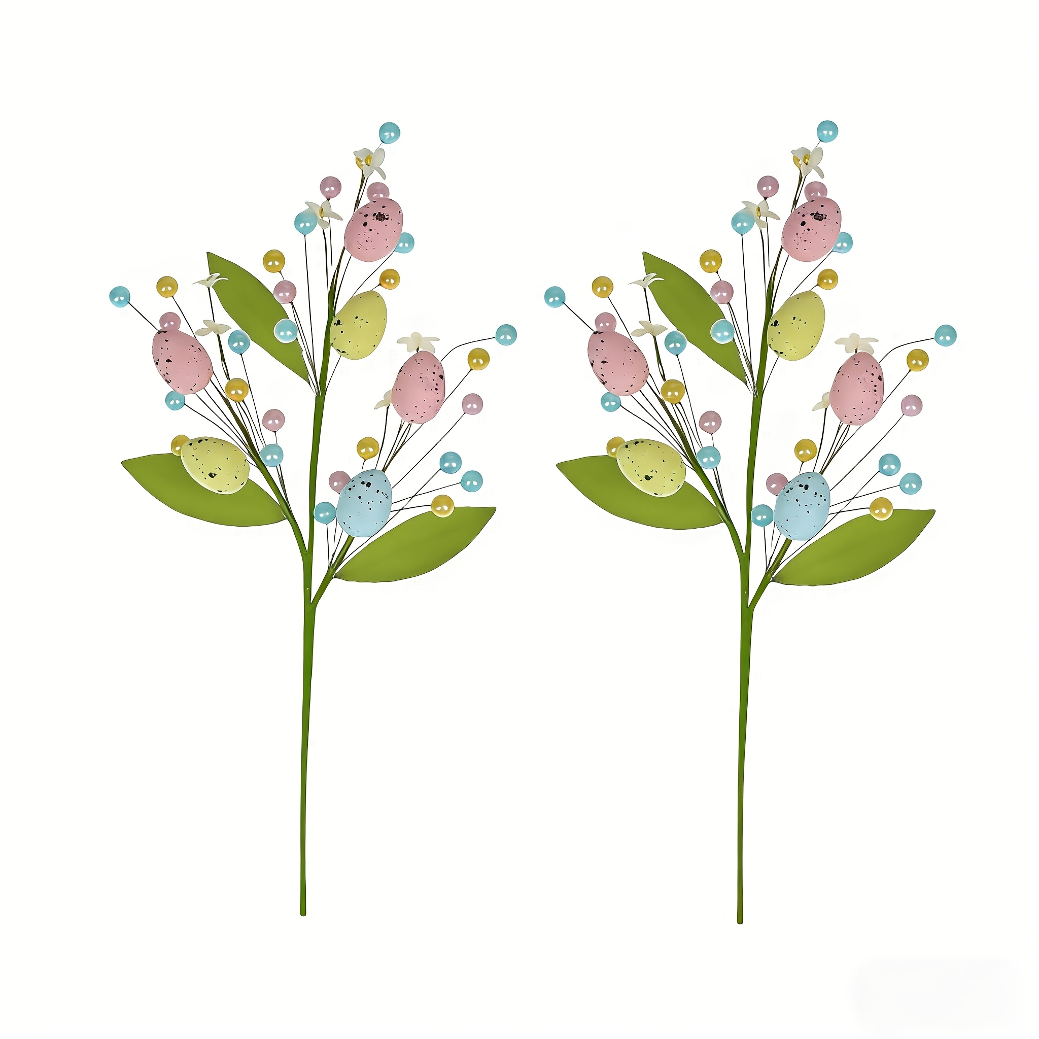 Image of Set Of 2 Artificial Spring Eucalyptus Stems - Green Leaf Branches For Vase Arrangements | Dining Table Centerpiece And Home Decor ( Wire Stems, Suitable For Indoor/outdoor Use)