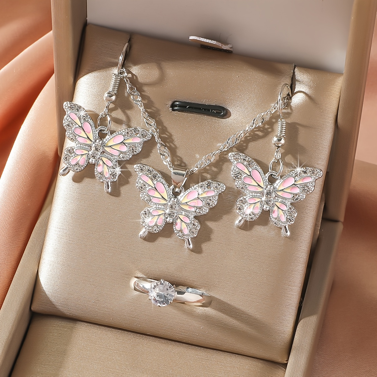 4pcs Bohemian Butterfly Jewelry Set, Sweet and Romantic Style