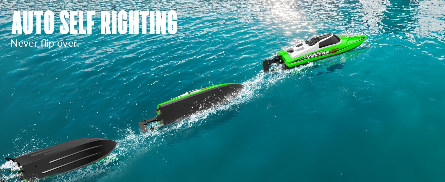 VOLANTEXRC RC Boat 20MPH Fast RC Boat for Adults 2.4Ghz Remote Control Boat for Pools And Lake with 2 Rechargeable Batteries Toys Gifts for Boys Girls Green