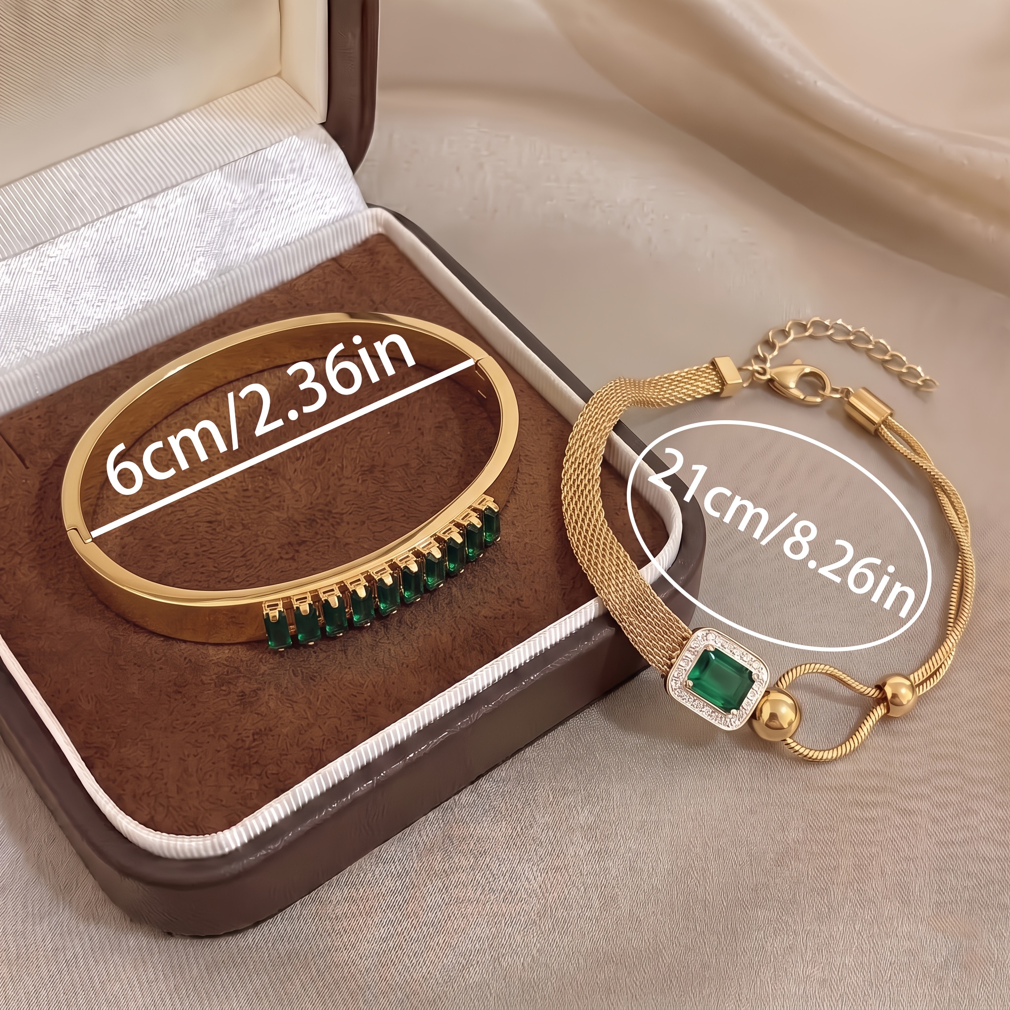 2pcs Unisex 18K Golden-Plated Bracelet and Bangle Set