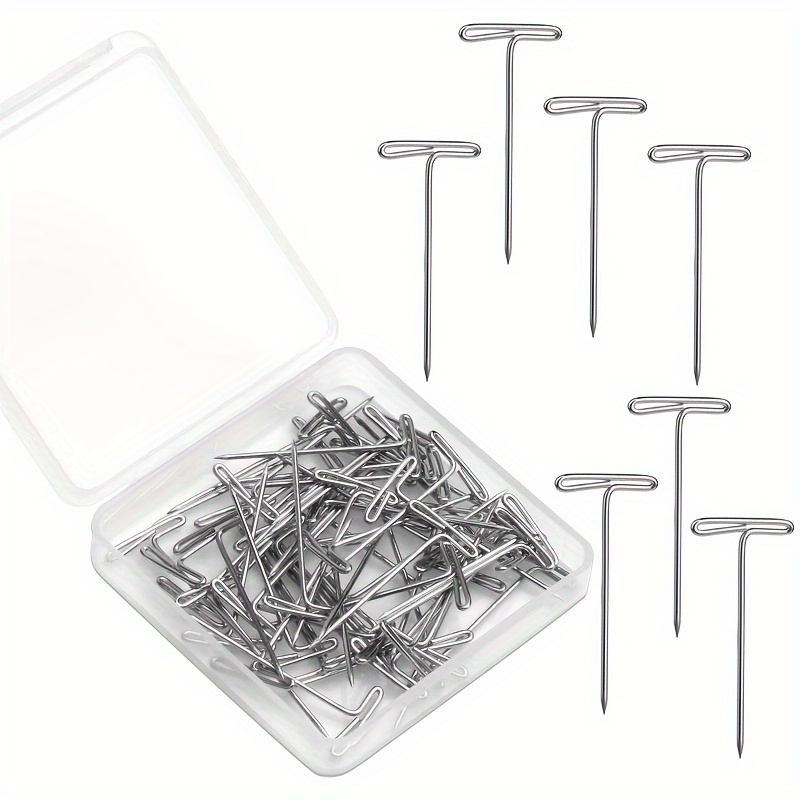 

Stainless Steel T-pins 50 Pack - 1.06 Inch T-shaped Needles For Blocking Knitting, Sewing, Craft Projects, Wig Making - Includes Plastic Storage Case