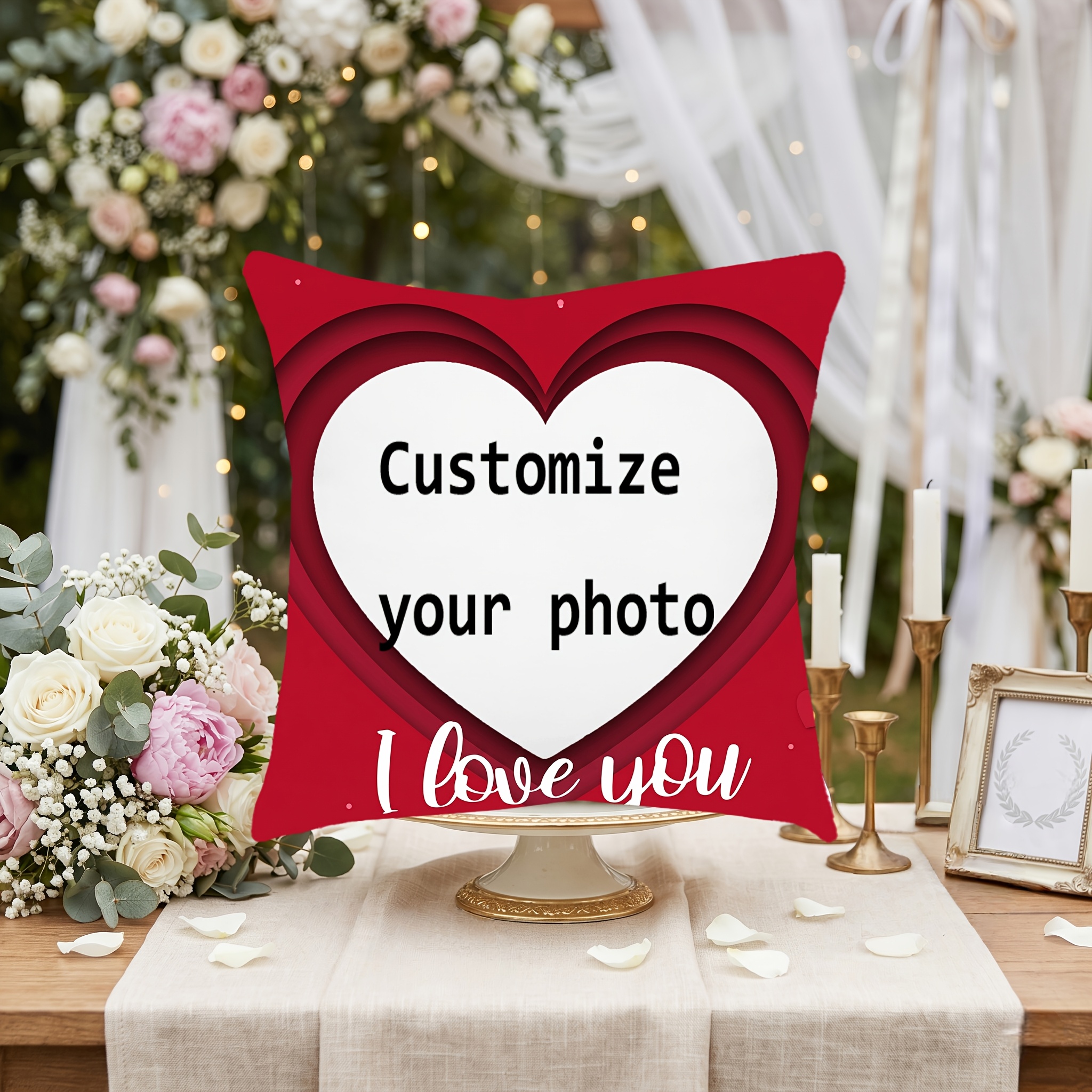 TEMU 1pc Customizable Heart Photo Pillowcase, Personalized Wedding Decoration, Self- For Your Graduation Season, Anniversaries, Birthdays,