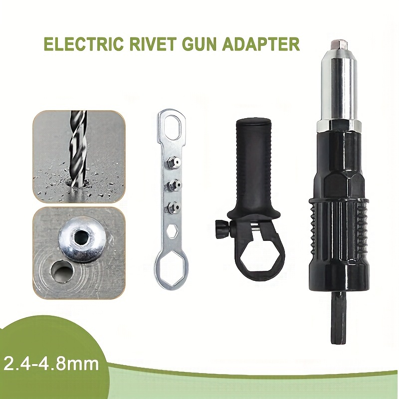Kit adaptador de pistola de remache, herramienta de cabeza de pistola  remachadora para taladro inalámbrico, con 4 cabezales de remache/mango