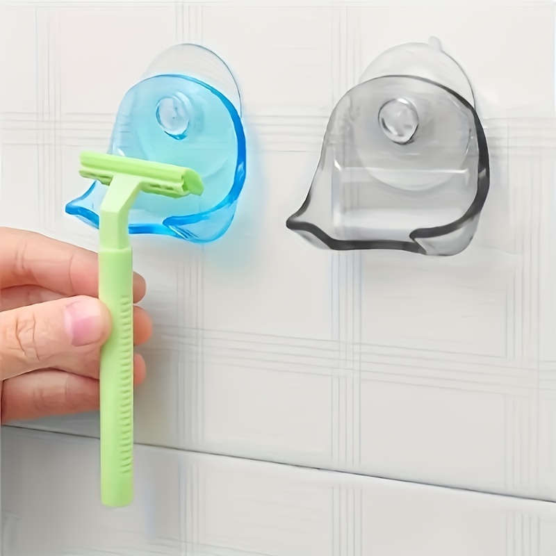 1pc Suction Cup Shaver Holder, Wall-Mounted Bathroom Organizer