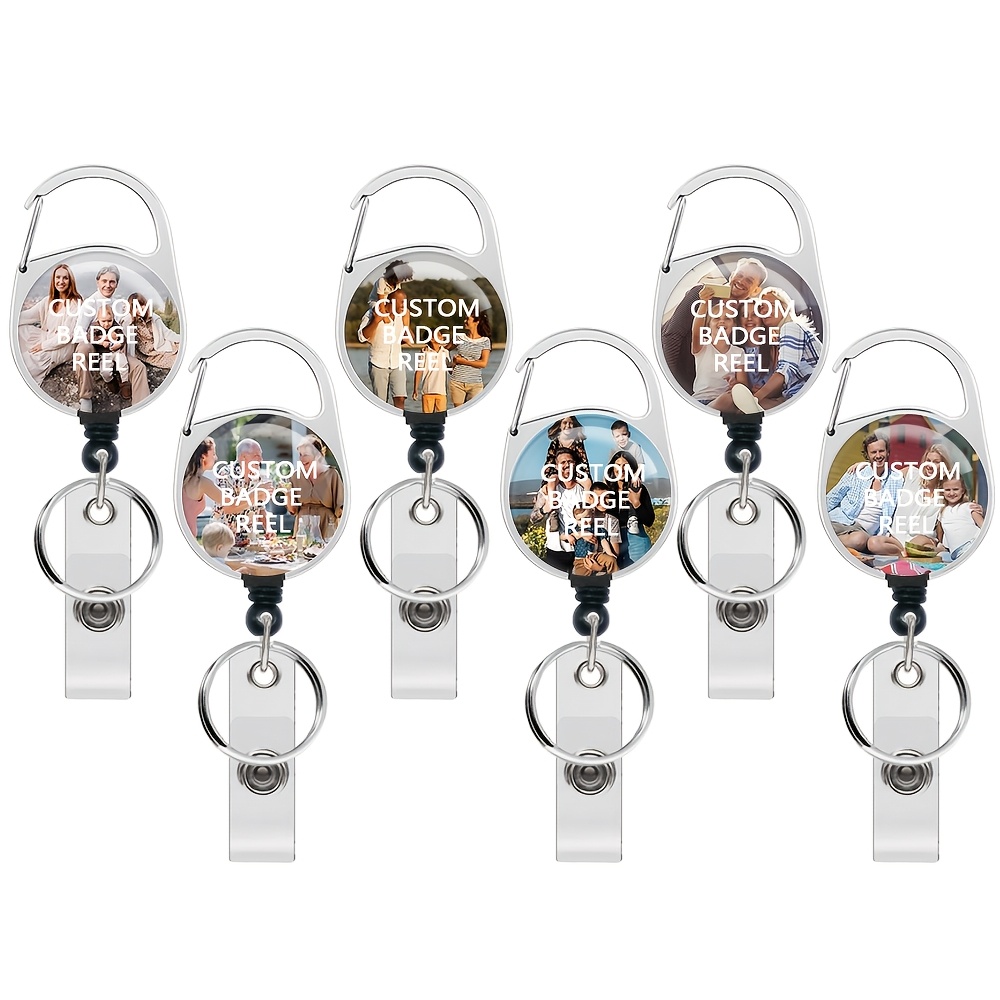 TEMU 2d Custom Badge Holders With Carabiner Reel Clip & Personalized Id Badge Reel Suitable For Id Badges, Name Tags, Cards, Lanyards - Clip- Holder